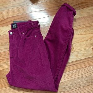 Fuchsia High Rise Corduroy Mom Jeans